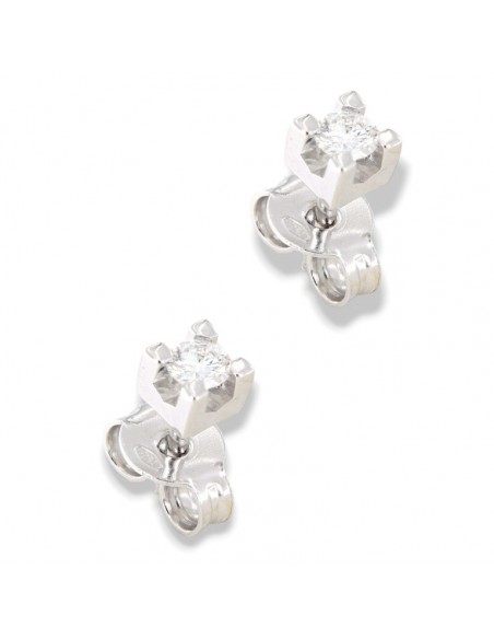 ORECCHINI ORO BIANCO DIAMANTI 0,20 CASTONE QUADRO [4ad67e9e]