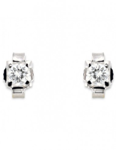 ORECCHINI ORO BIANCO DIAMANTI 0,26 CASTONE QUADRO [c3eefa21]