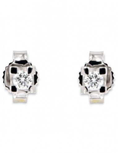 ORECCHINI ORO BIANCO DIAMANTI 0,13 CASTONE QUADRO [4af1bb4c]
