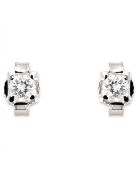 Orecchini Oro Bianco Diamanti 0,27 Carati Con Castone Quadro [fdec7a48]