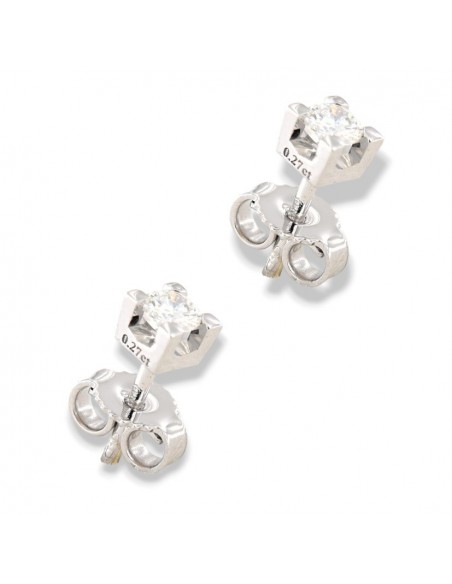 Orecchini Oro Bianco Diamanti 0,27 Carati Con Castone Quadro [93fe6422]