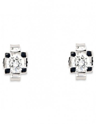 Orecchini Oro Bianco Diamanti 0,29 Carati Con Castone Quadro [da2134d7]