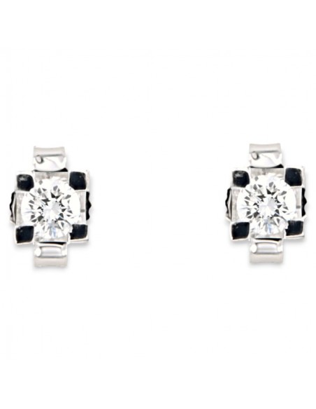 Orecchini Oro Bianco Diamanti 0,29 Carati Con Castone Quadro [da2134d7]