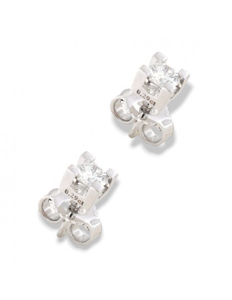Orecchini Oro Bianco Diamanti 0,29 Carati Con Castone Quadro [4d5011c8]