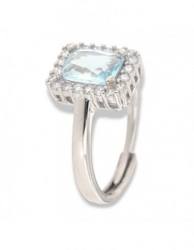 Anello Argento Rodiato Principessa Rett. Celeste 8x6MM [e7185a8f]