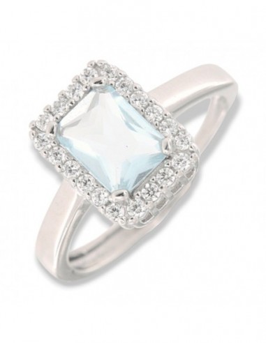 Anello Argento Rodiato Principessa Rett. Celeste 8x6MM [dd8258ba]