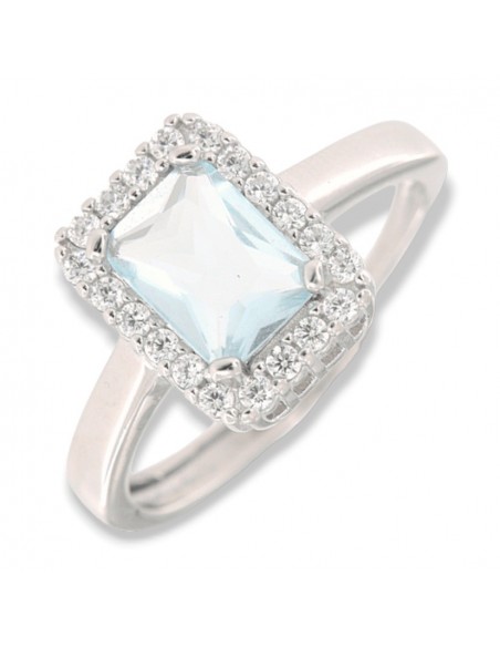 Anello Argento Rodiato Principessa Rett. Celeste 8x6MM [dd8258ba]