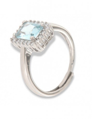 Anello Argento Rodiato Principessa Rett. Celeste 8x6MM [d8d21fa4]
