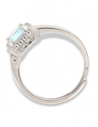 Anello Argento Rodiato Principessa Rett. Celeste 8x6MM [6fcfdea0]