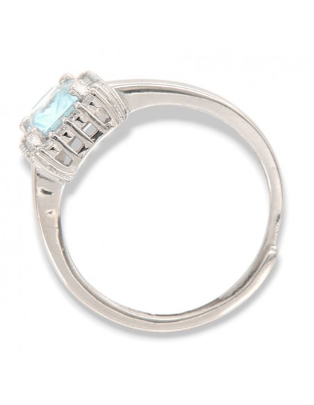Anello Argento Rodiato Principessa Rett. Celeste 8x6MM [6fcfdea0]