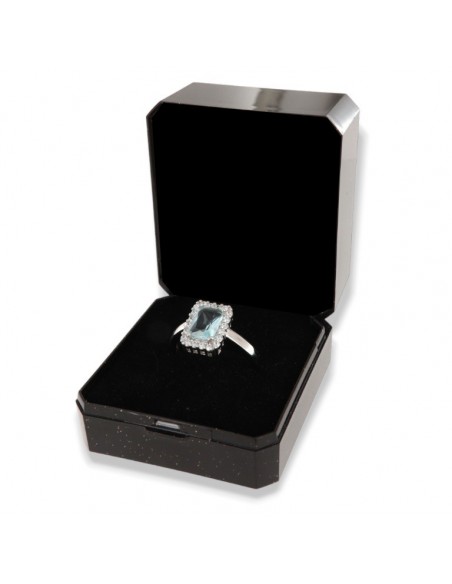 Anello Argento Rodiato Principessa Rett. Celeste 8x6MM [01f45ca9]