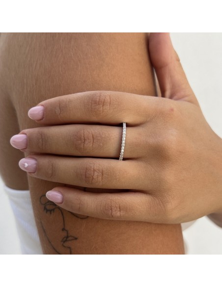 Anello Argento Rodiato Eternity Zirconi Bianchi [fd46a8e7]