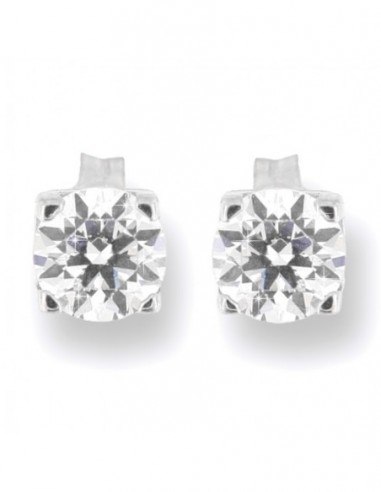 Orecchini In Oro 9K (375/1000) Con Zircone Bianco – Chiusura A Pressione, Anallergici, Certificati, Made In Spain