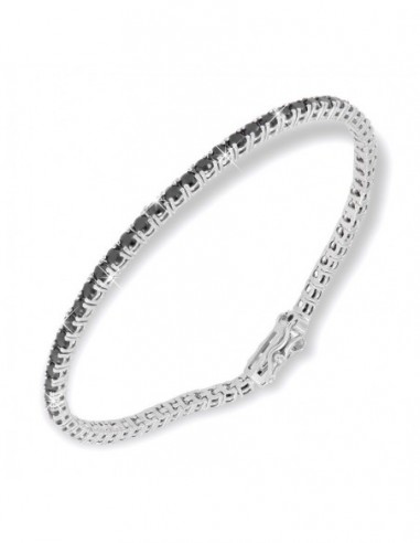 Bracciale Argento Tennis Zirconi Neri 2,5MM 18CM [a1c33945]