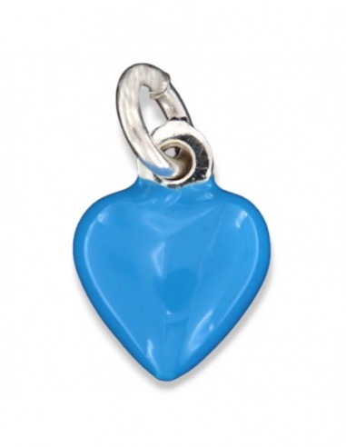 Ciondolo Argento Smaltato Cuore Celeste 10MM [94d9e5e4]
