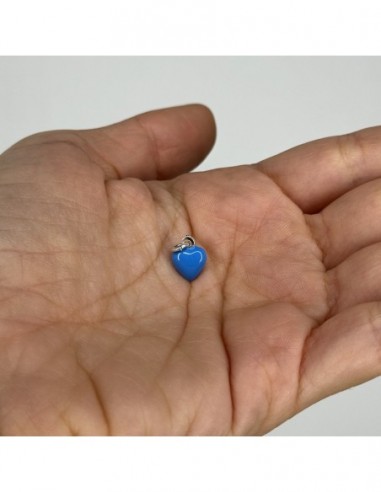 Ciondolo Argento Smaltato Cuore Celeste 10MM [42e9dd63]