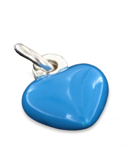 Ciondolo Argento Smaltato Cuore Celeste 10MM [f5f41c67]