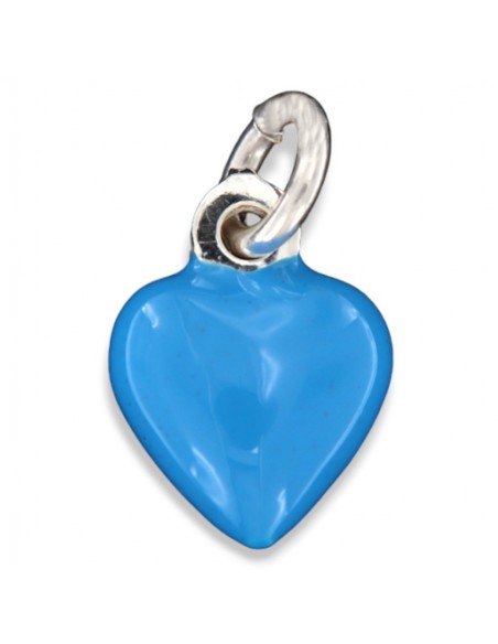 Ciondolo Argento Smaltato Cuore Celeste 10MM [f0a45b79]
