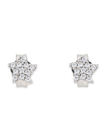 Orecchini Oro Bianco Stelle Zirconi Bianchi [c777164a]