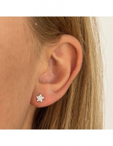 Orecchini Oro Bianco Stelle Zirconi Bianchi [d820c484]