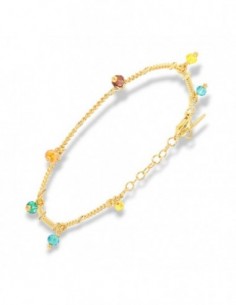 Bracciale Argento Dorato Catena Con Ciondoli [e005196a]