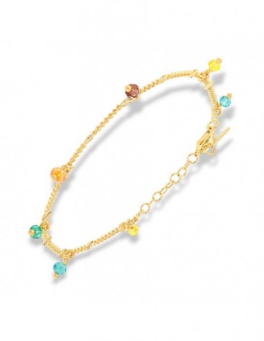 Bracciale Argento Dorato Catena Con Ciondoli [e005196a]