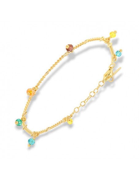 Bracciale Argento Dorato Catena Con Ciondoli [e005196a]