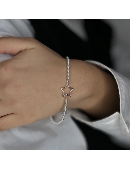 Bracciale Argento Rodiato Stella Rondelle Lisce [677da8e7]