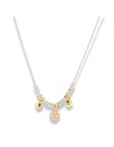 Collana Argento Rodiato Ciondoli Quadrifoglio Zirconi Bianchi [0aa7ece1]