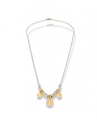 Collana Argento Rodiato Ciondoli Quadrifoglio Zirconi Bianchi [8ab431b2]