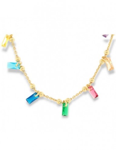Collana Argento Dorato Pendenti Zirconi Colorati [a56b60a6]