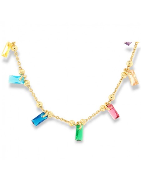 Collana Argento Dorato Pendenti Zirconi Colorati [a56b60a6]