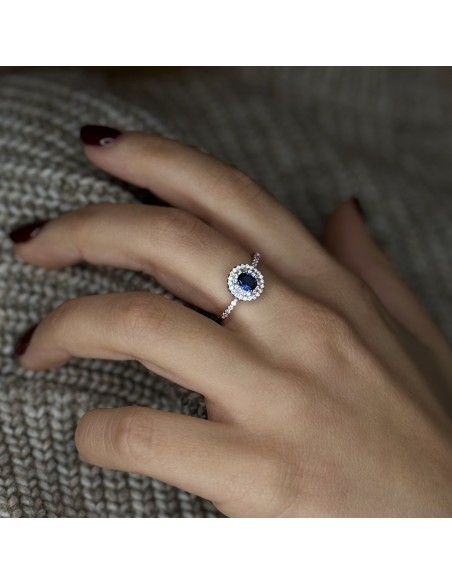 Anello Argento Rodiato Principessa Blu 5x4MM [50fa37b5]