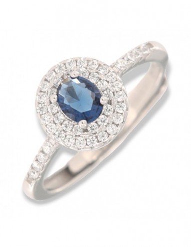 Anello Argento Rodiato Principessa Blu 5x4MM [e7e7f6b1]