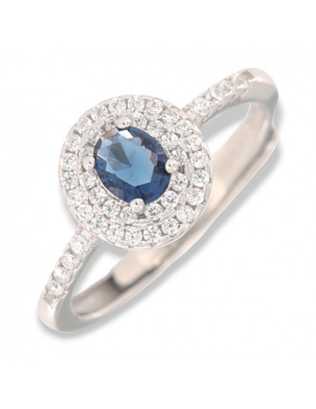 Anello Argento Rodiato Principessa Blu 5x4MM [e7e7f6b1]