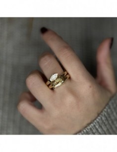 Anello Argento Dorato Serpente Zirconi Bianchi [98283765] 2