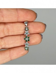 Ciondolo Argento Rodiato Fiori Zirconi Verdi Bianchi [9c302f1e] 2