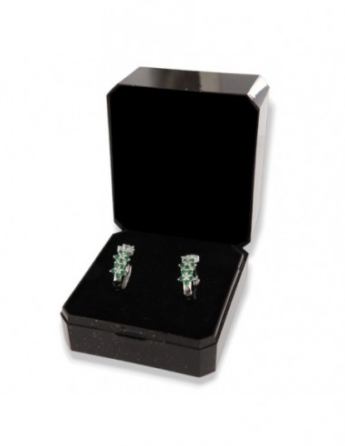 Orecchini Argento Rodiato Cerchi Fiori Zirconi Verdi [3a1e3da1]