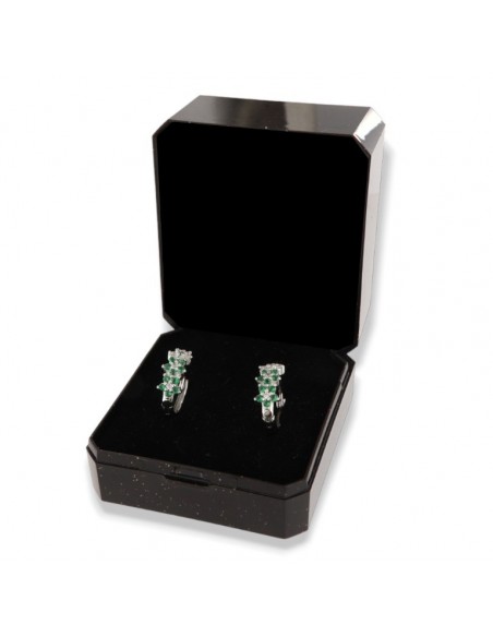 Orecchini Argento Rodiato Cerchi Fiori Zirconi Verdi [3a1e3da1]