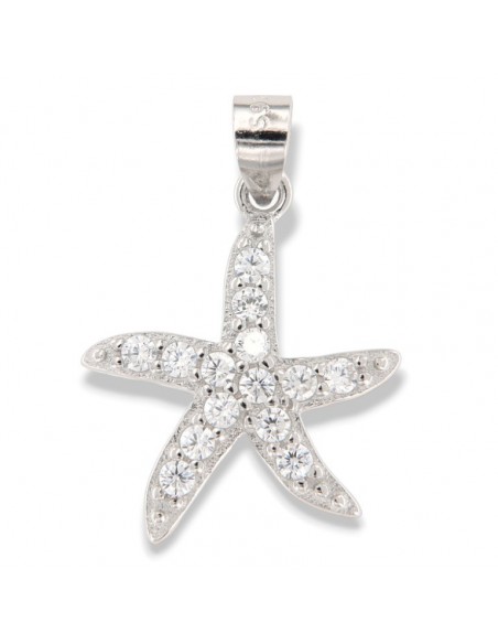 Ciondolo Argento Rodiato Stella Marina Zirconi Bianchi [f7ecf7c8]