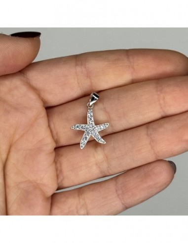 Ciondolo Argento Rodiato Stella Marina Zirconi Bianchi [815de2fc]