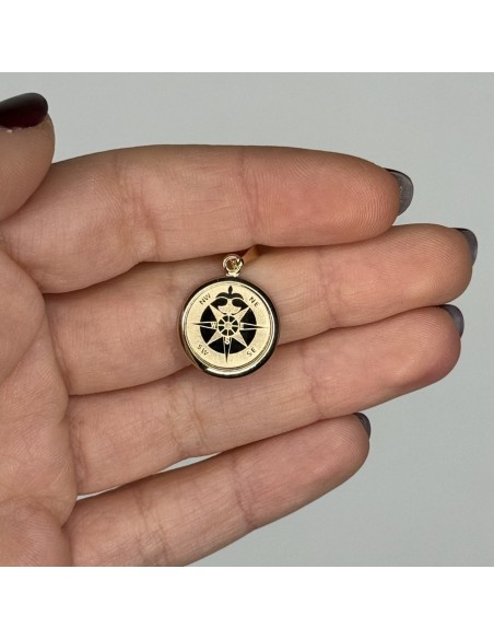 Ciondolo Oro Giallo Rosa Dei Venti Piastra Tonda [bd955c78]