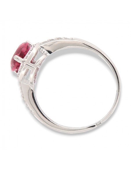 ANELLO ARGENTO RODIATO CUORE ROSSO E ZIRCONI [93ca74d6]
