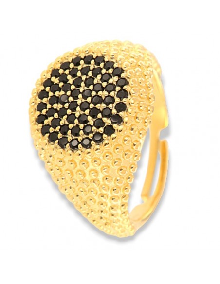 Anello Argento Dorato Chevalier Sferico Zirconi Neri [2f5bcde3]