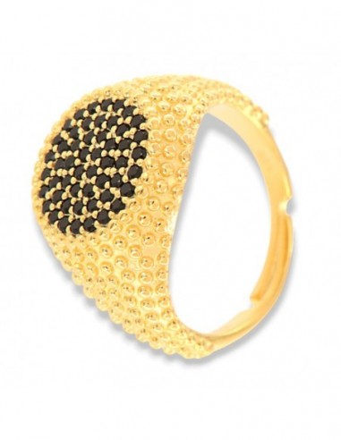 Anello Argento Dorato Chevalier Sferico Zirconi Neri [d2810472]