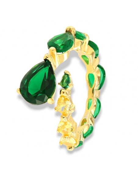 Anello Argento Dorato Uroboro Zirconi Verdi Gialli [98460ce7]