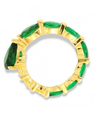 Anello Argento Dorato Uroboro Zirconi Verdi Gialli [e2301d77]