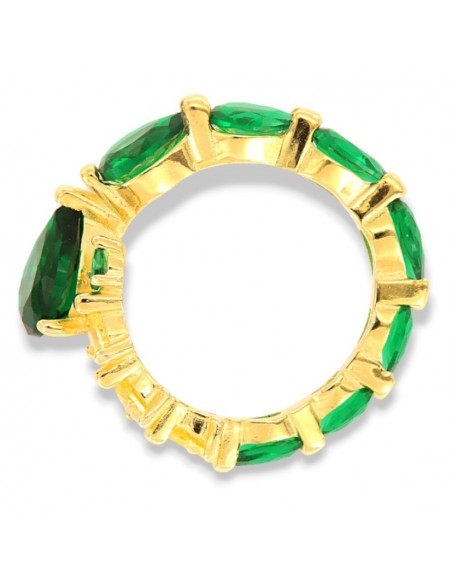 Anello Argento Dorato Uroboro Zirconi Verdi Gialli [e2301d77]