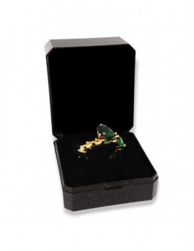 Anello Argento Dorato Uroboro Zirconi Verdi Gialli [8c0b9f7e]