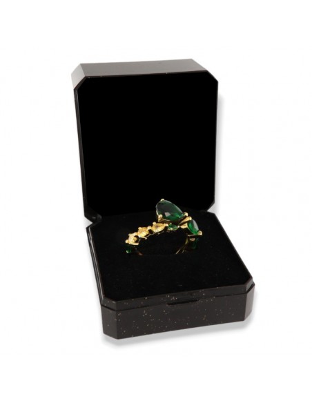 Anello Argento Dorato Uroboro Zirconi Verdi Gialli [8c0b9f7e]